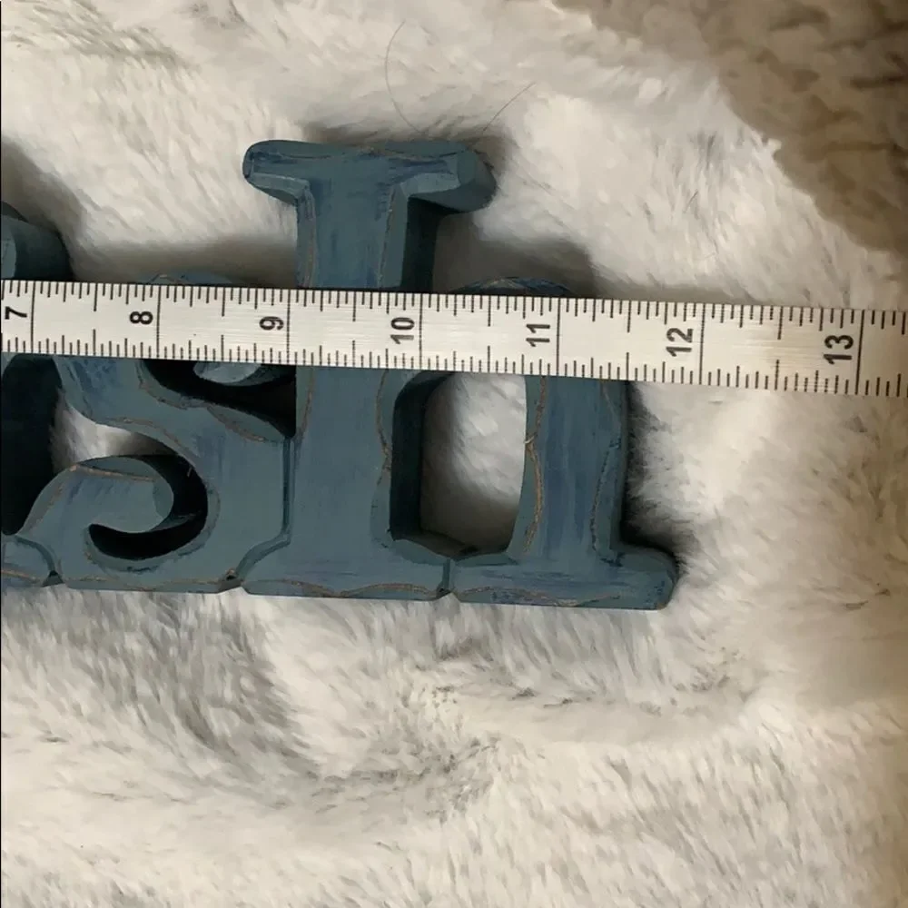 Wooden Blue Whimsical ‘ Wish ’ Word Block Table Decor